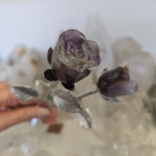 Load image into Gallery viewer, Amethyst and Quartz Rosebud with Stem - Small