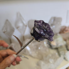 Load image into Gallery viewer, Chevron Amethyst Rose with Stem