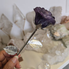 Load image into Gallery viewer, Chevron Amethyst Rose with Stem