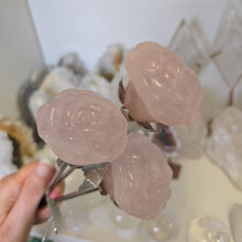 Load image into Gallery viewer, Rose Quartz Rose with Stem