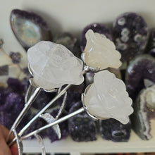 Load image into Gallery viewer, Clear Quartz Rose with Stem