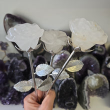 Load image into Gallery viewer, Clear Quartz Rose with Stem
