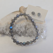Load image into Gallery viewer, Labradorite Bracelet and Stud Ear-ring Set