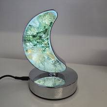 Load image into Gallery viewer, Moss Agate Crescent Moon Lamp