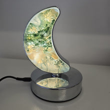 Load image into Gallery viewer, Moss Agate Crescent Moon Lamp
