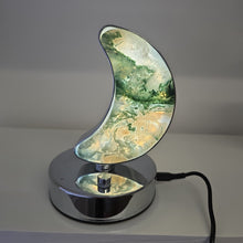 Load image into Gallery viewer, Moss Agate Crescent Moon Lamp
