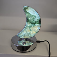 Load image into Gallery viewer, Moss Agate Crescent Moon Lamp