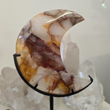 Load image into Gallery viewer, Golden Healer Quartz Crescent Moon with Stand