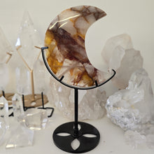 Load image into Gallery viewer, Golden Healer Quartz Crescent Moon with Stand