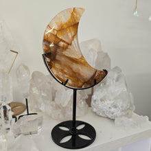 Load image into Gallery viewer, Golden Healer Quartz Crescent Moon with Stand