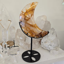 Load image into Gallery viewer, Golden Healer Quartz Crescent Moon with Stand