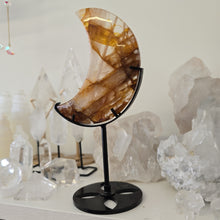 Load image into Gallery viewer, Golden Healer Quartz Crescent Moon with Stand