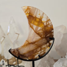 Load image into Gallery viewer, Golden Healer Quartz Crescent Moon with Stand