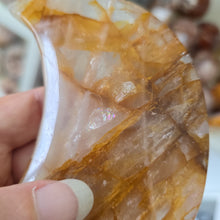 Load image into Gallery viewer, Golden Healer Quartz Crescent Moon with Stand