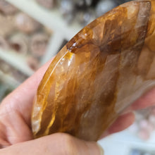 Load image into Gallery viewer, Golden Healer Quartz Crescent Moon with Stand