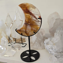 Load image into Gallery viewer, Golden Healer Quartz Crescent Moon with Stand