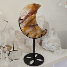 Load image into Gallery viewer, Golden Healer Quartz Crescent Moon with Stand