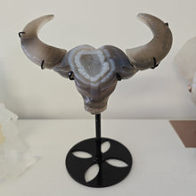 Load image into Gallery viewer, Druzy Agate Buffalo Head on Stand