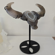 Load image into Gallery viewer, Druzy Agate Buffalo Head on Stand