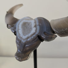 Load image into Gallery viewer, Druzy Agate Buffalo Head on Stand