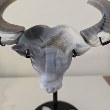 Load image into Gallery viewer, Druzy Agate Buffalo Head on Stand