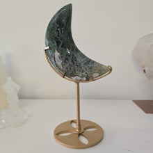 Load image into Gallery viewer, Moss Agate Moon with Stand