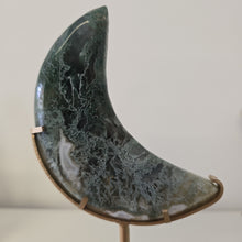 Load image into Gallery viewer, Moss Agate Moon with Stand