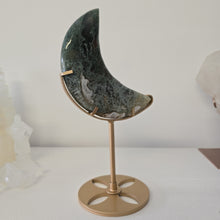 Load image into Gallery viewer, Moss Agate Moon with Stand