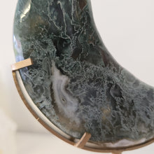 Load image into Gallery viewer, Moss Agate Moon with Stand