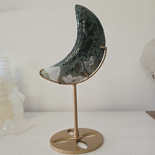 Load image into Gallery viewer, Moss Agate Moon with Stand