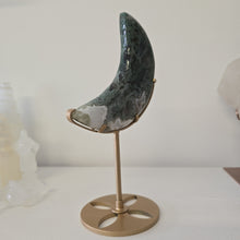 Load image into Gallery viewer, Moss Agate Moon with Stand