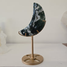 Load image into Gallery viewer, Moss Agate Moon with Stand
