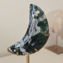 Load image into Gallery viewer, Moss Agate Moon with Stand