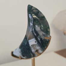 Load image into Gallery viewer, Moss Agate Moon with Stand