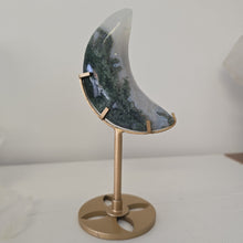Load image into Gallery viewer, Moss Agate Moon with Stand