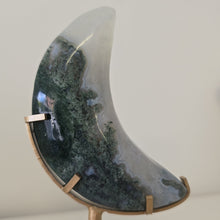 Load image into Gallery viewer, Moss Agate Moon with Stand