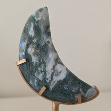 Load image into Gallery viewer, Moss Agate Moon with Stand