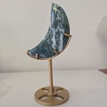 Load image into Gallery viewer, Moss Agate Moon with Stand
