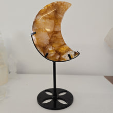 Load image into Gallery viewer, Golden Healer Quartz Crescent Moon with Stand