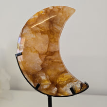 Load image into Gallery viewer, Golden Healer Quartz Crescent Moon with Stand