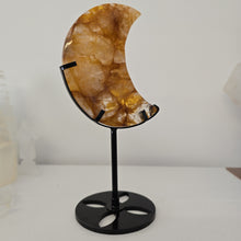 Load image into Gallery viewer, Golden Healer Quartz Crescent Moon with Stand