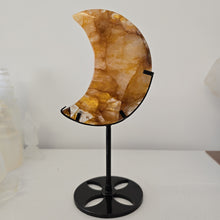 Load image into Gallery viewer, Golden Healer Quartz Crescent Moon with Stand