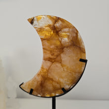 Load image into Gallery viewer, Golden Healer Quartz Crescent Moon with Stand