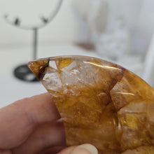 Load image into Gallery viewer, Golden Healer Quartz Crescent Moon with Stand