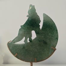 Load image into Gallery viewer, Prehnite Moon Howling Wolf