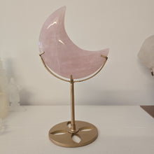 Load image into Gallery viewer, Rose Quartz Moon with Stand