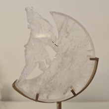 Load image into Gallery viewer, Clear Quartz Moon Howling Wolf