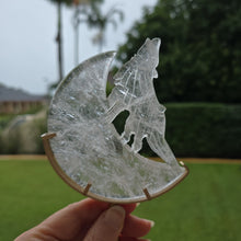 Load image into Gallery viewer, Clear Quartz Moon Howling Wolf