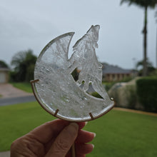 Load image into Gallery viewer, Clear Quartz Moon Howling Wolf