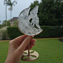 Load image into Gallery viewer, Clear Quartz Moon Howling Wolf